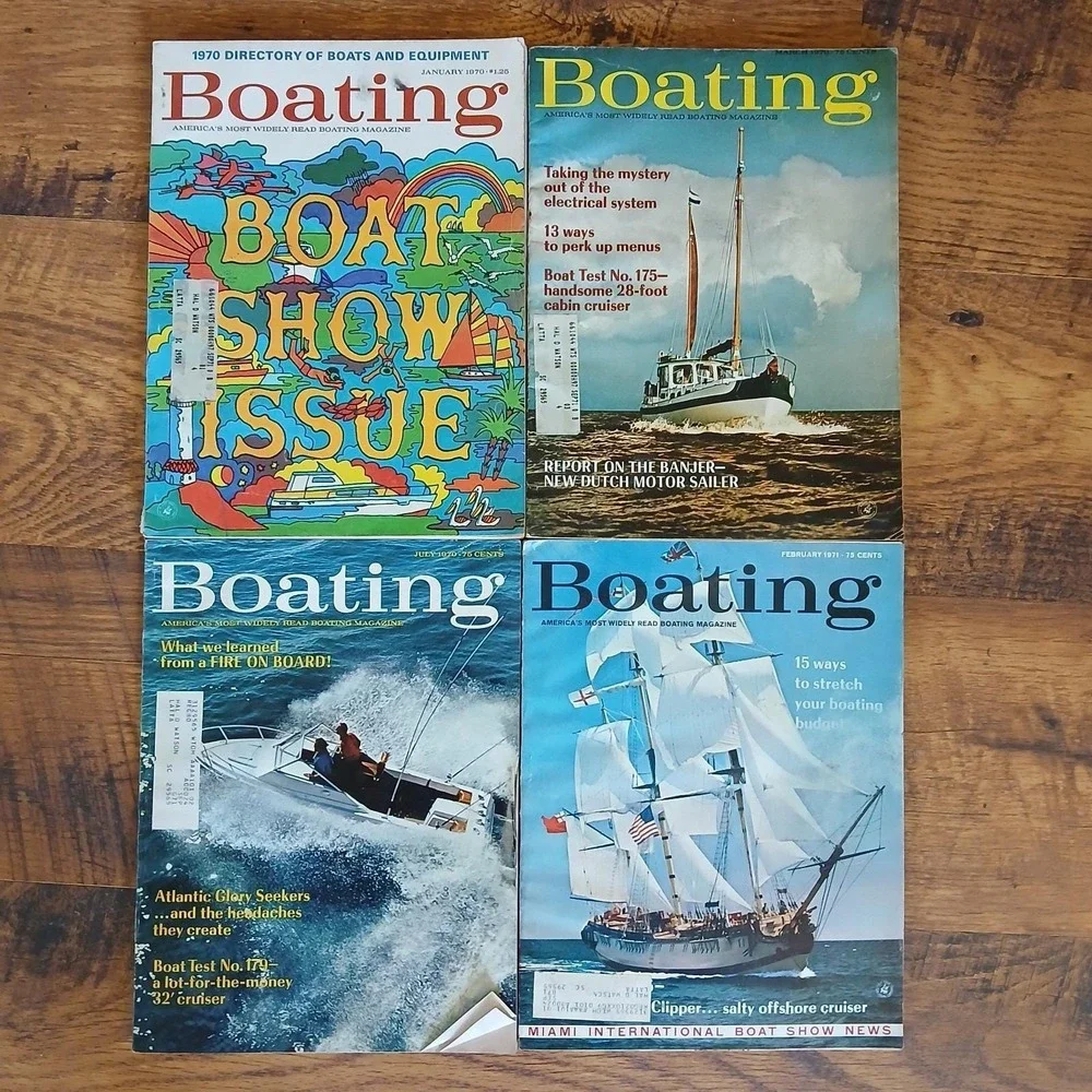 Lot Of 4 Vintage Boating Magazines 1970-1971 With Boat Show Issue Water Sailing